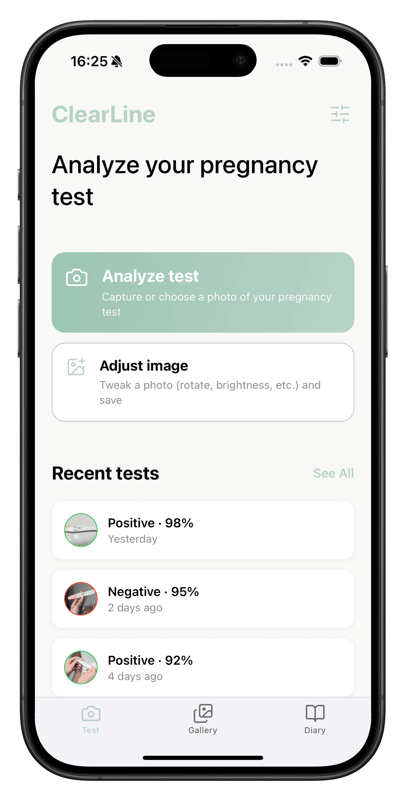 ClearLine app home screen