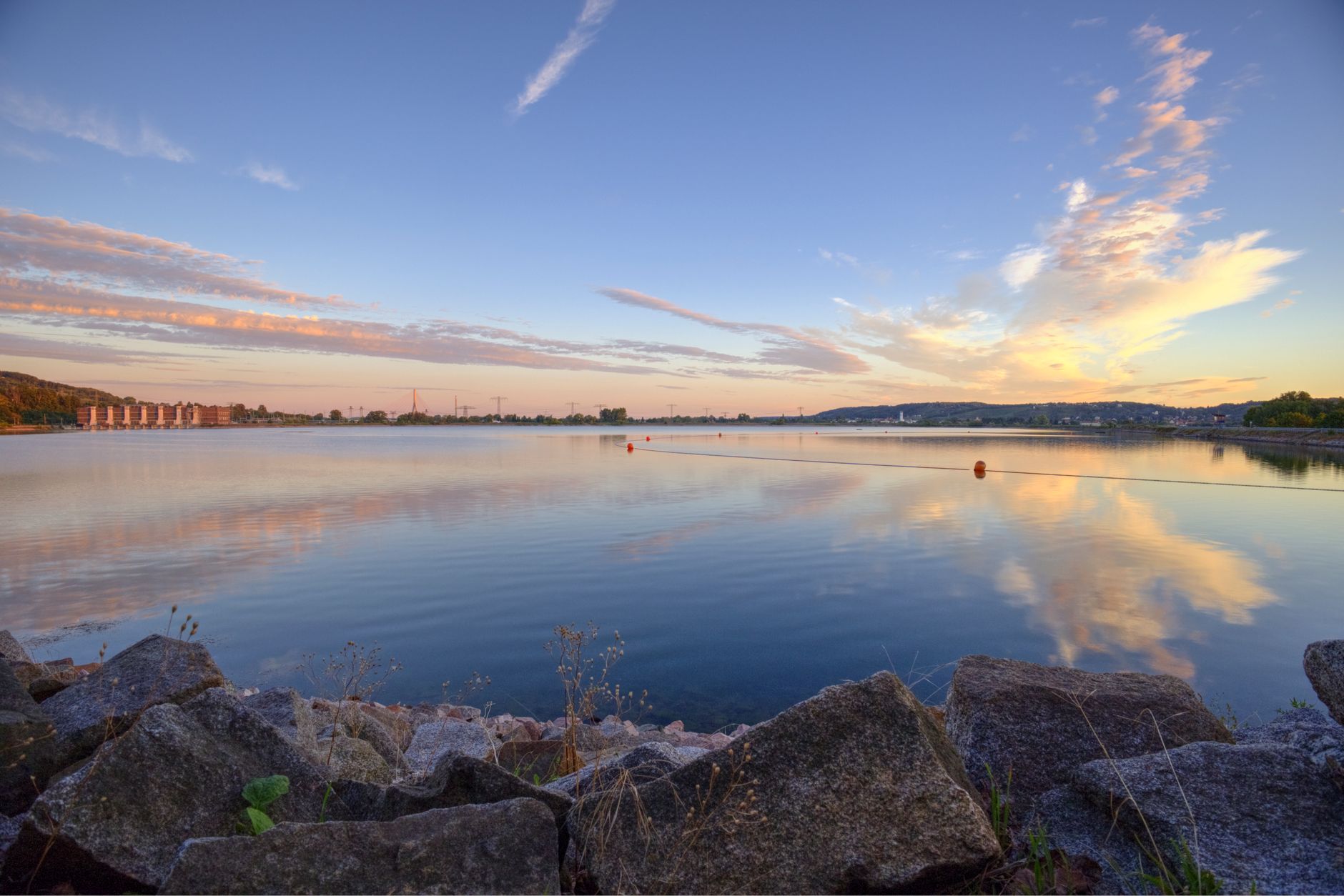 Calm lake at sunrise